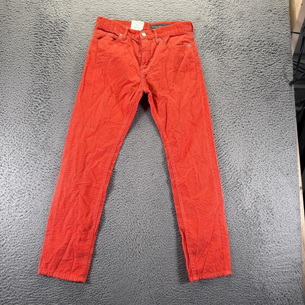 Standard Cloth Pant Men 30x30 Orange Corduroy Chino Skinny Tapered Preppy Career